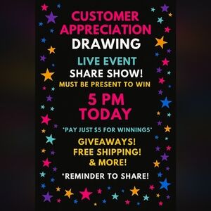 🌟 Customer Appreciation Drawing TODAY! 🌟Live at 5 PM — must be present to win